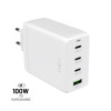 FIXED GaN nabíječ 3xUSB-C+USB, PD 3.0, 100W, White