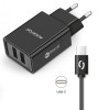 Aligator DC adaptér USB-C smart IC s 2xUSB 2,4A