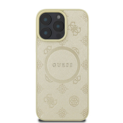 Guess Saffiano Peony MagSafe iPhone 16 Pro Gold
