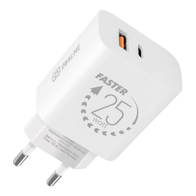 OBAL:ME cestovní nabíječka USB-A + USB-C 25W White