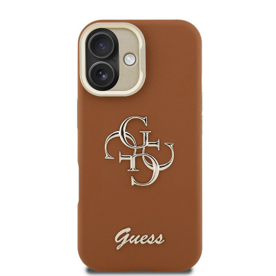 Guess 4G Logo Stand Camera Frame iPhone 16, Brown
