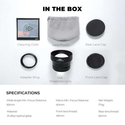 FREEWELL Fuji X100VI/X100V 1.5x Telephoto Lens