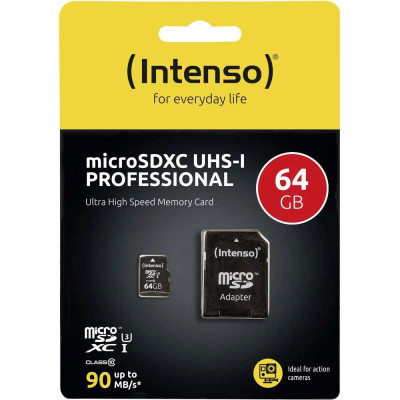 Intenso 64GB micro SDXC PRO UHS-I + adaptér