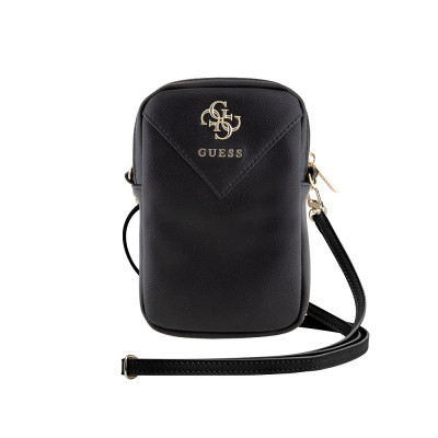 Guess PU 4G Metal Logo Phone Bag Zipper, Black