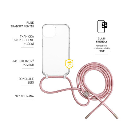 FIXED pouzdro Pure Neck Apple iPhone 15, Pink