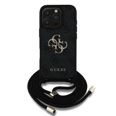 Guess PU 4G Metal L. Crossbody iPhone 16 Pro,Black