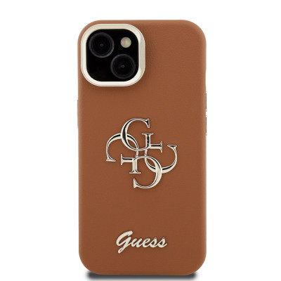 Guess 4G Logo Stand Camera Frame iPhone 15, Brown