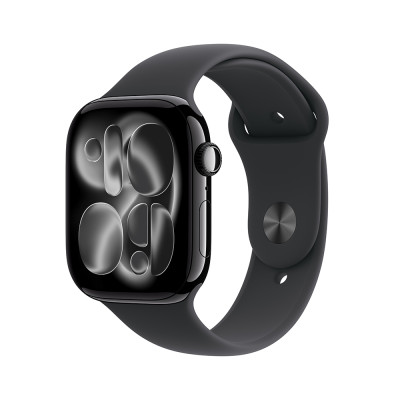 Apple Watch Series 11 GPS 42mm Jet Black Aluminium Case with Black Sport Band - M/L