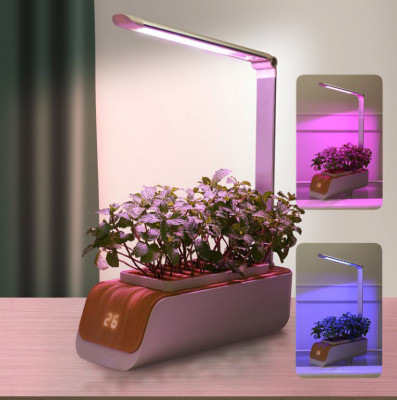 BOT Chytrý květináč s LED - světlé dřevo