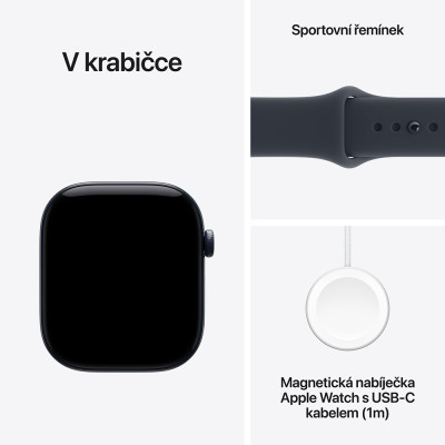 Apple Watch Series 12 Cellular 46mm, nočně modrá keramika s námořnicky modrým sportovním řemínkem, M/L