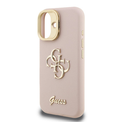 Guess 4G Logo Stand Camera Frame iPhone 16, Pink