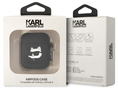 Karl Lagerfeld 3D Logo Choupette Airpods 1/2,Black