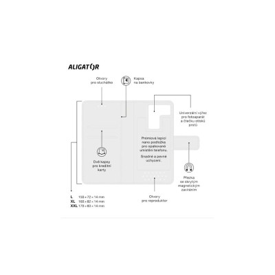 Aligator UNIVERSE pouzdro koženka vel. XL, Black