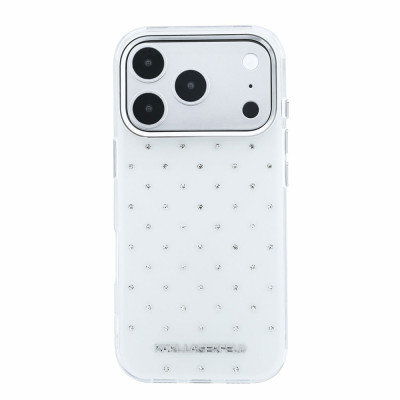 Karl Lagerfeld Rhinestones iPhone 18 Pro,White