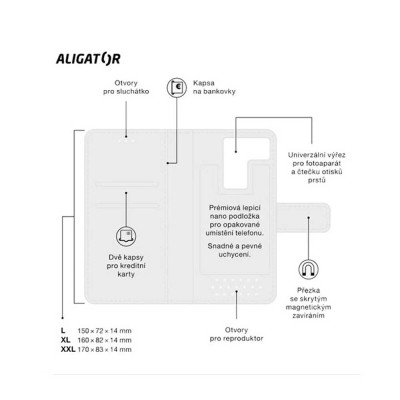 Aligator UNIVERSE pouzdro koženka vel. XXL, Black