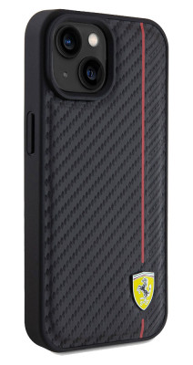 Ferrari PU Leather Carbon Red Line kryt iPhone 15