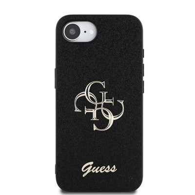Guess PU Fixed Glitter 4G Logo iPhone 16e, Black