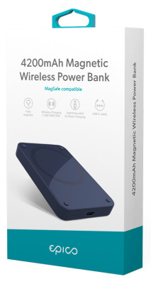 Epico 4200mAh Magnetic Wireless Powerbank, Blue