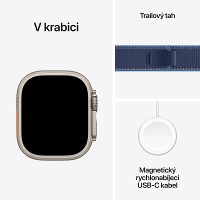 Apple Watch Ultra 3 GPS + Cellular Natural Titanium Case with Blue/Bright Blue Trail Loop - S/M
