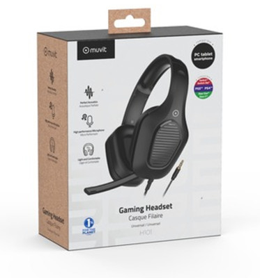 MUVIT Headphones, Wired, 3.5mm, PC/Tablet, Black