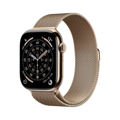 Apple Watch Series 11 GPS + Cellular 46mm Gold Titanium Case with Gold Milanese Loop - M/L
