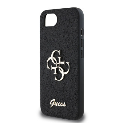 Guess PU Fixed Glitter 4G Logo iPhone 16e, Black