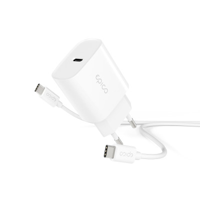 Epico 20W PD Nabíječka USB-C+USB-C kabel Bílá