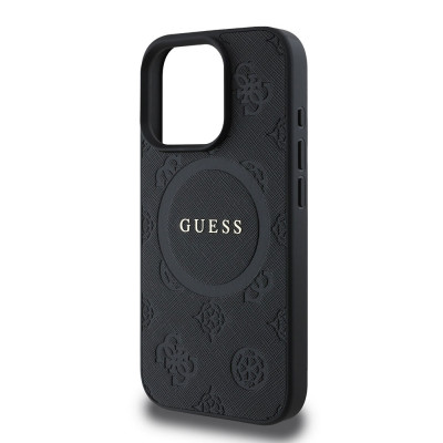 Guess Saffiano Peony MagSafe iPhone 16 Pro Black