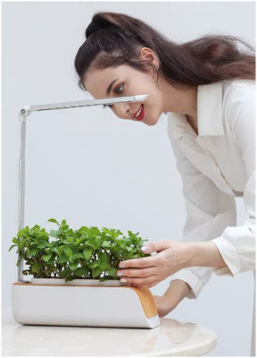 BOT Chytrý květináč s LED - světlé dřevo