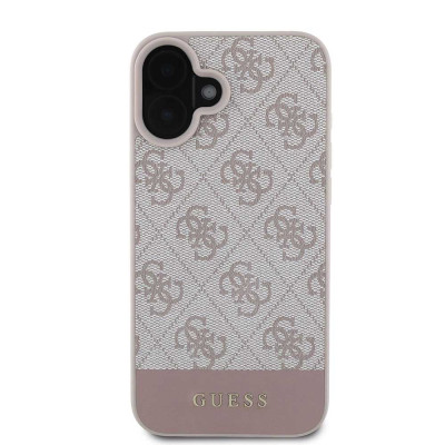 Guess PU 4G Stripe zadní kryt iPhone 16, Pink