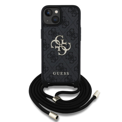 Guess PU 4G Metal Logo Crossbody iPhone 15, Black