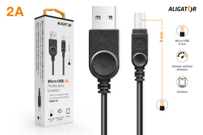 Aligator datový kabel USB/microUSB (dlouhý),BLISTR