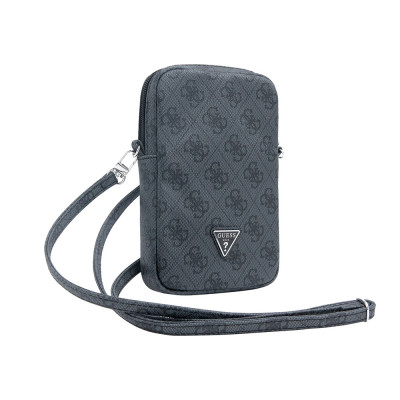 Guess PU 4G Triangle Logo Phone Bag Zipper, Black