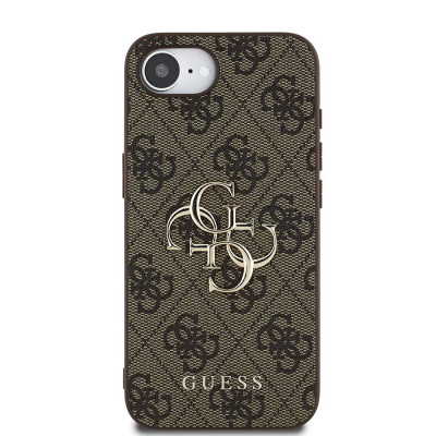 Guess PU 4G Metal Logo kryt pro iPhone 16e, Brown