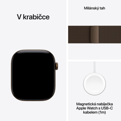 Apple Watch Series 12 Cellular 46mm, tmavě bronzový hliník s tmavě bronzovým milánským tahem, S/M