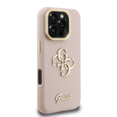 Guess 4G Logo Stand Camera Frame iPhone 16 Pro, Pink