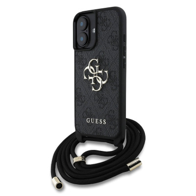 Guess PU 4G Metal Logo Crossbody iPhone 16, Black