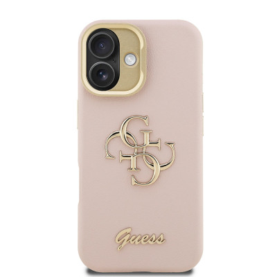 Guess 4G Logo Stand Camera Frame iPhone 16, Pink