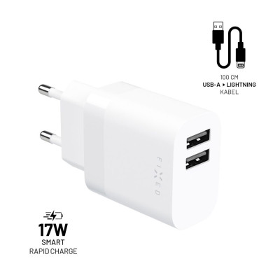 FIXED nabíječ 2xUSB Apple lightning, MFI, 17W