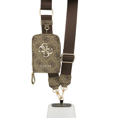 Guess Crossbody Strap 4G Metal Logo + Wallet Brown