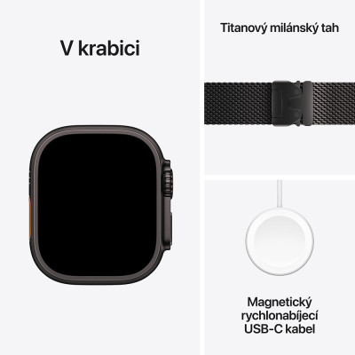 Apple Watch Ultra 3 GPS + Cellular Black Titanium Case with Black Titanium Milanese Loop - Large