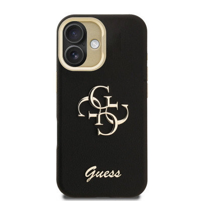 Guess 4G Logo Stand Camera Frame iPhone 16, Black