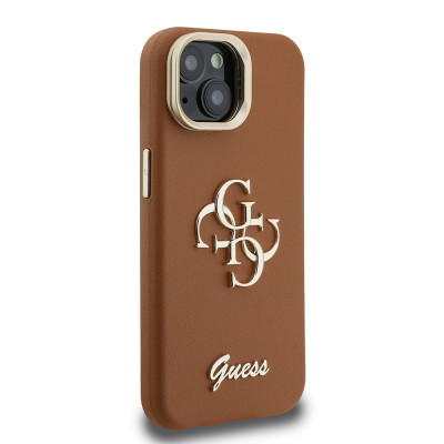 Guess 4G Logo Stand Camera Frame iPhone 15, Brown