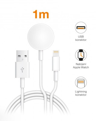 Aligator nabíjecí kabel 2v1 pro iPhone/iPad/Watch