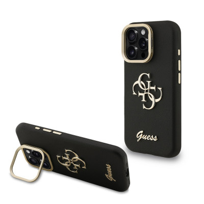 Guess 4G Logo Stand Camera Frame iPhone 16 Pro, Black