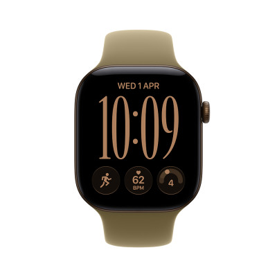 Apple Watch Series 12 46mm tmavě bronzový hliník s olivovým sportovním řemínkem, M/L