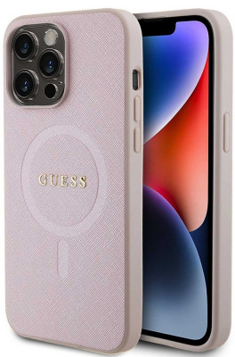 Guess Saffiano MagSafe kryt iPhone 15 Pro Max,Pink