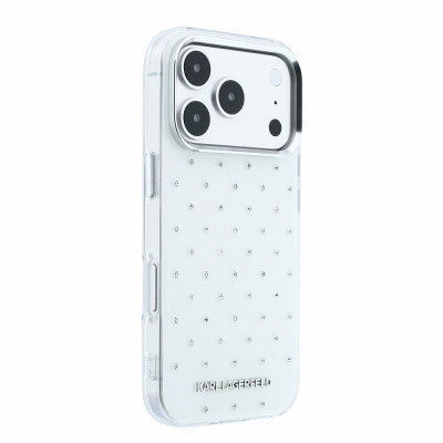 Karl Lagerfeld Rhinestones iPhone 18 Pro Max,White