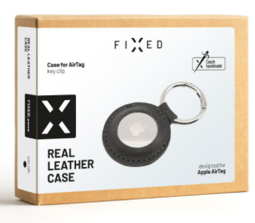 FIXED Case for AirTag z pravé hovězí kůže, Black