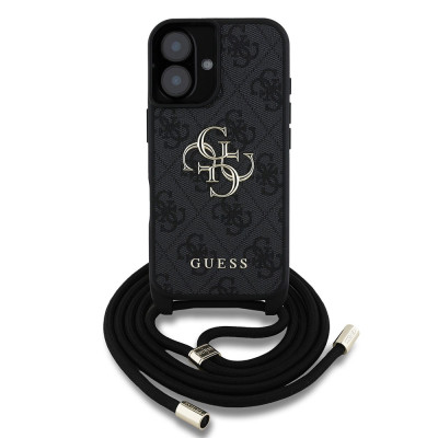 Guess PU 4G Metal Logo Crossbody iPhone 16, Black